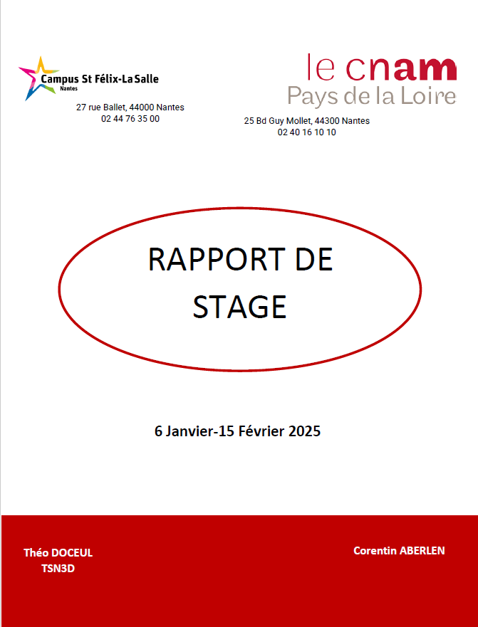 Couverture du rapport de stage - Terminale
